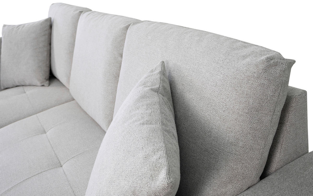 ECKSOFA LUKAS Silberfarben Struktur Zierkissen, Bettkasten  - Silberfarben, Trend, Textil (158/239cm) - P & B