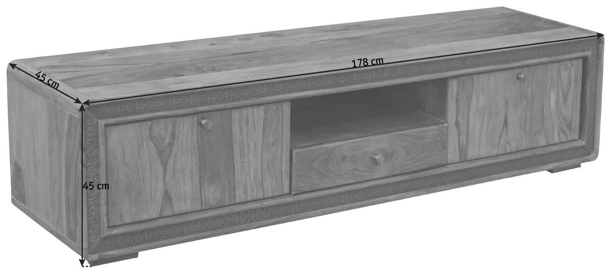 COMODĂ TV 178/45/45 cm  - arămiu/culoare lemn sheesham, Lifestyle, lemn/metal (178/45/45cm) - Landscape