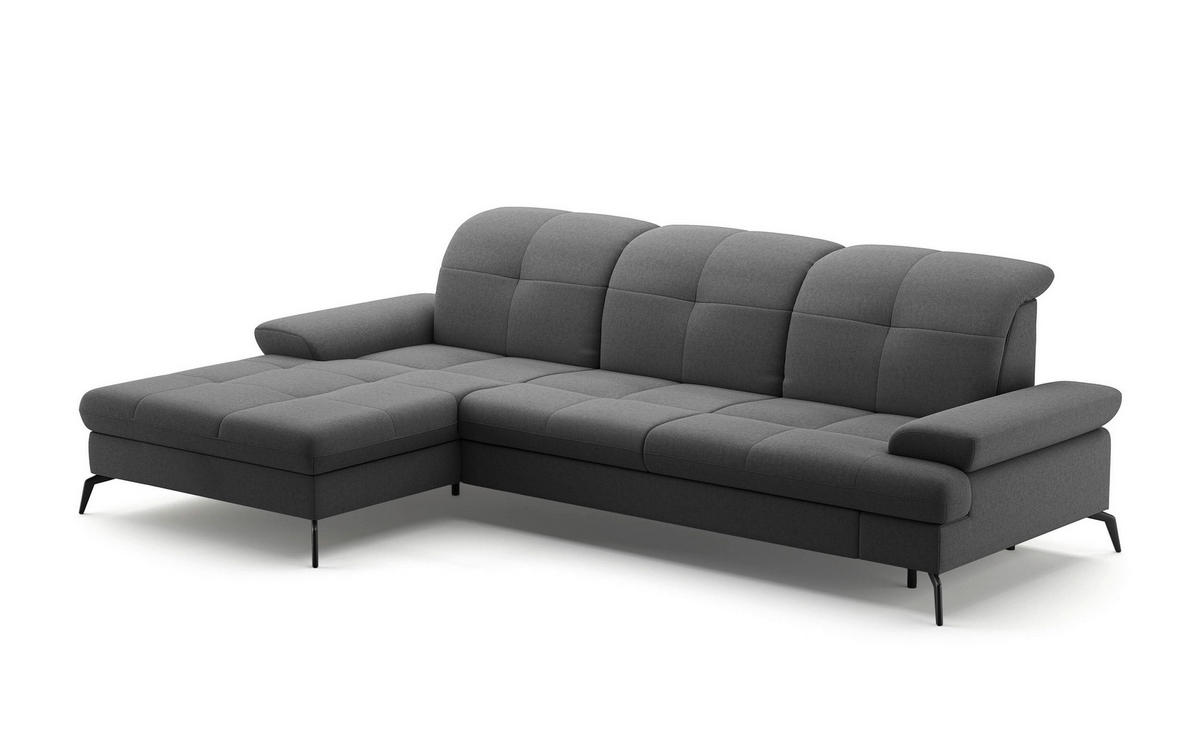 ECKSOFA in Flachgewebe Dunkelgrau  - Dunkelgrau/Schwarz, Konventionell, Textil/Metall (185/279cm) - Sit & More