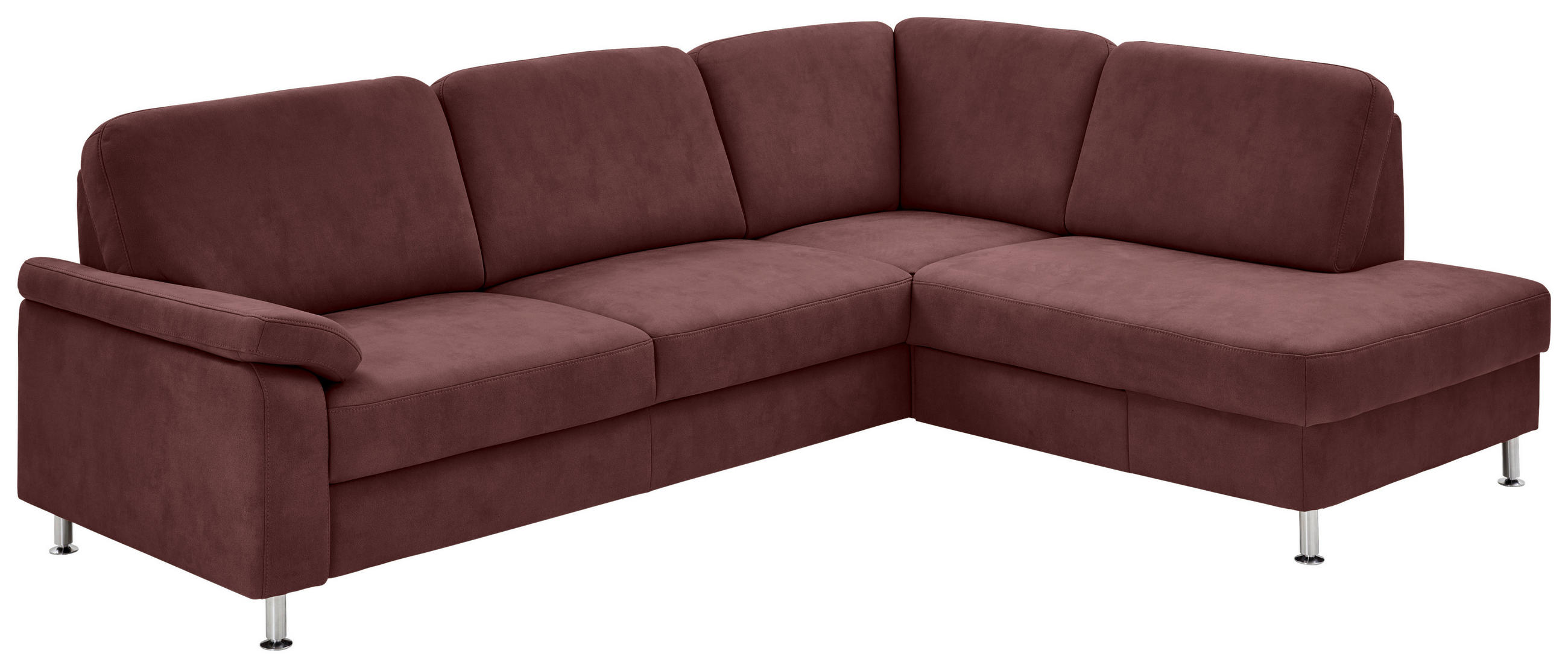ECKSOFA Weinrot Mikrofaser  - Weinrot, Design, Textil/Metall (266/202cm) - Beldomo System