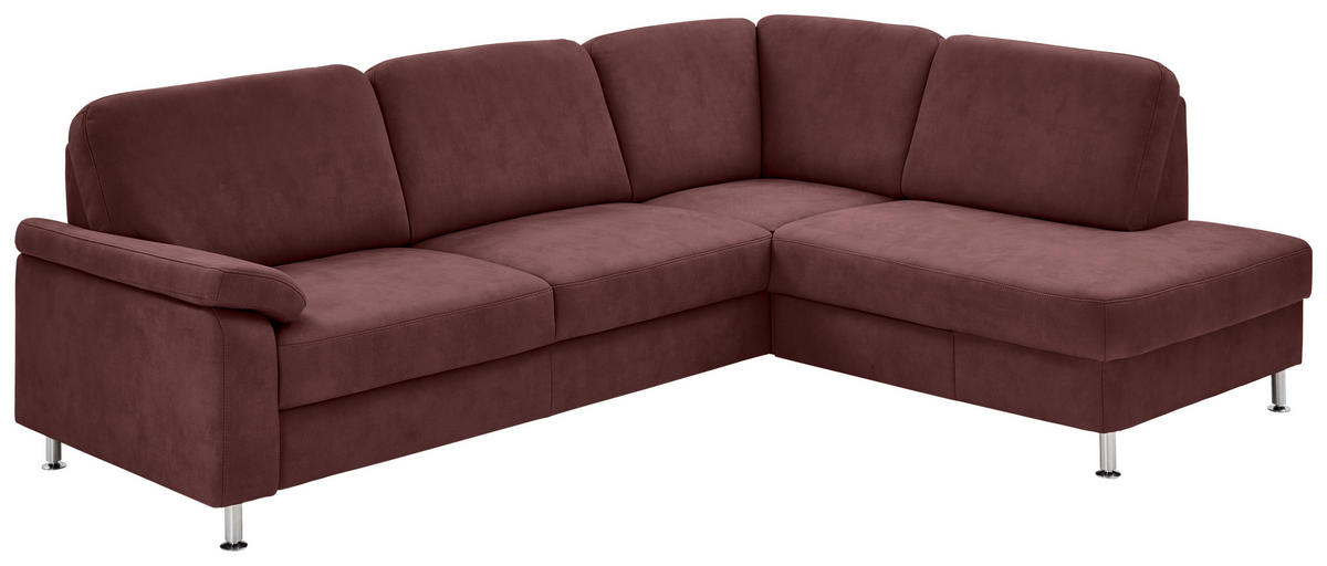 ECKSOFA in Mikrofaser Weinrot  266/202 cm  - Weinrot, Design, Textil/Metall (266/202cm) - Beldomo System