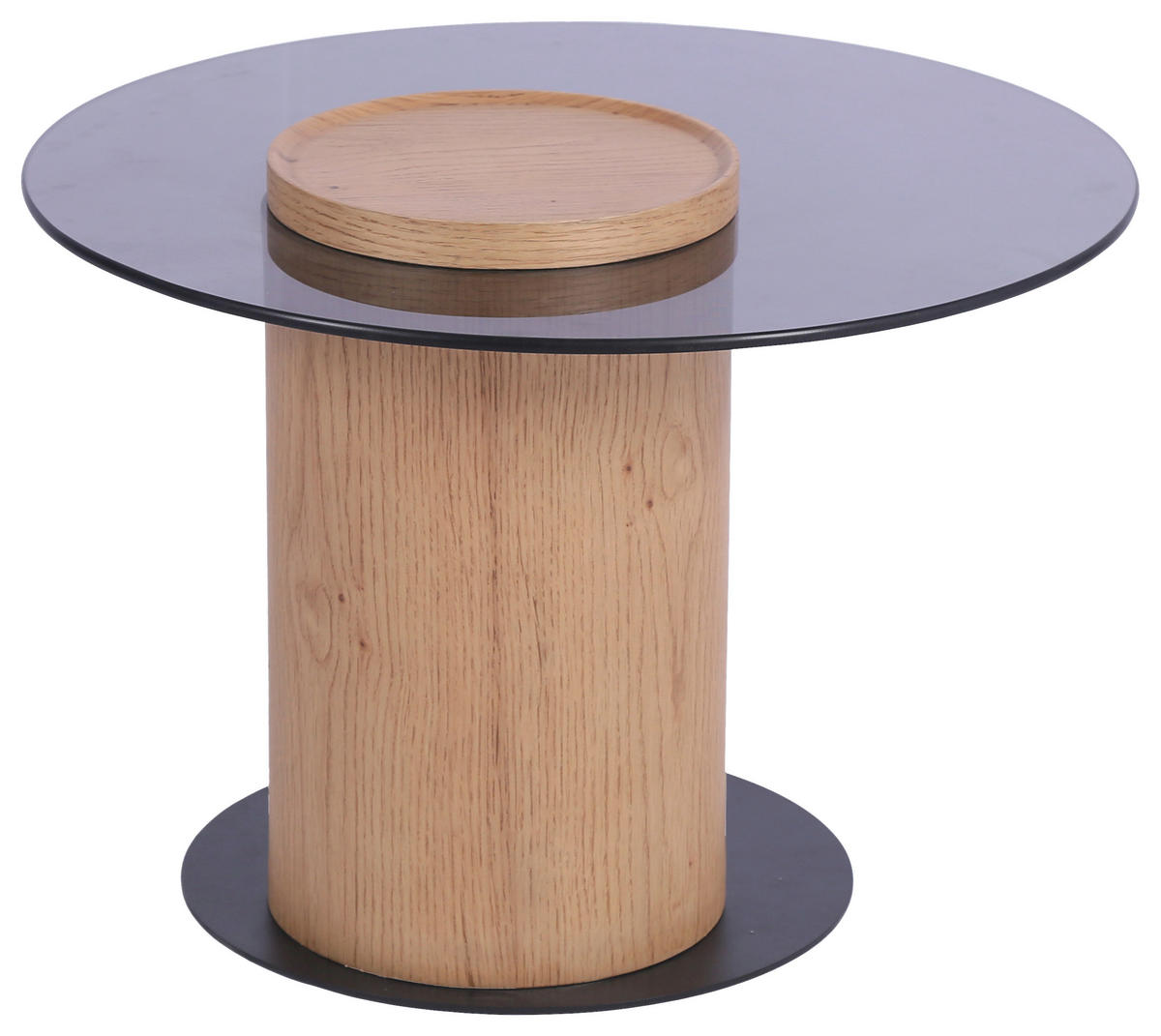 PRÍRUČNÝ STOLÍK, dub, čierna, farba duba - čierna/farba duba, Natur, kov/drevo (60/60/43cm) - Stylife