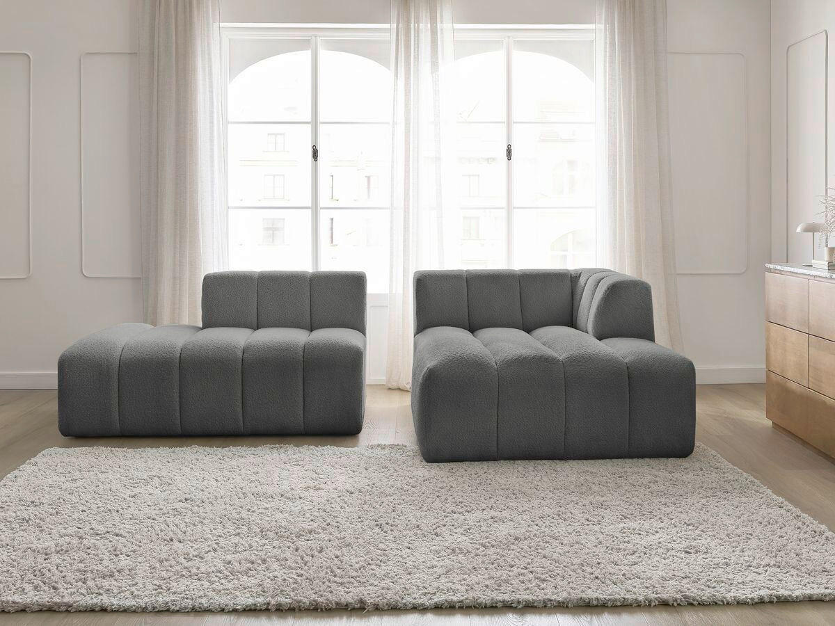 ECKSOFA  ANNECY Dunkelgrau Bouclé  - Dunkelgrau/Schwarz, MODERN, Kunststoff/Textil (262/170cm)