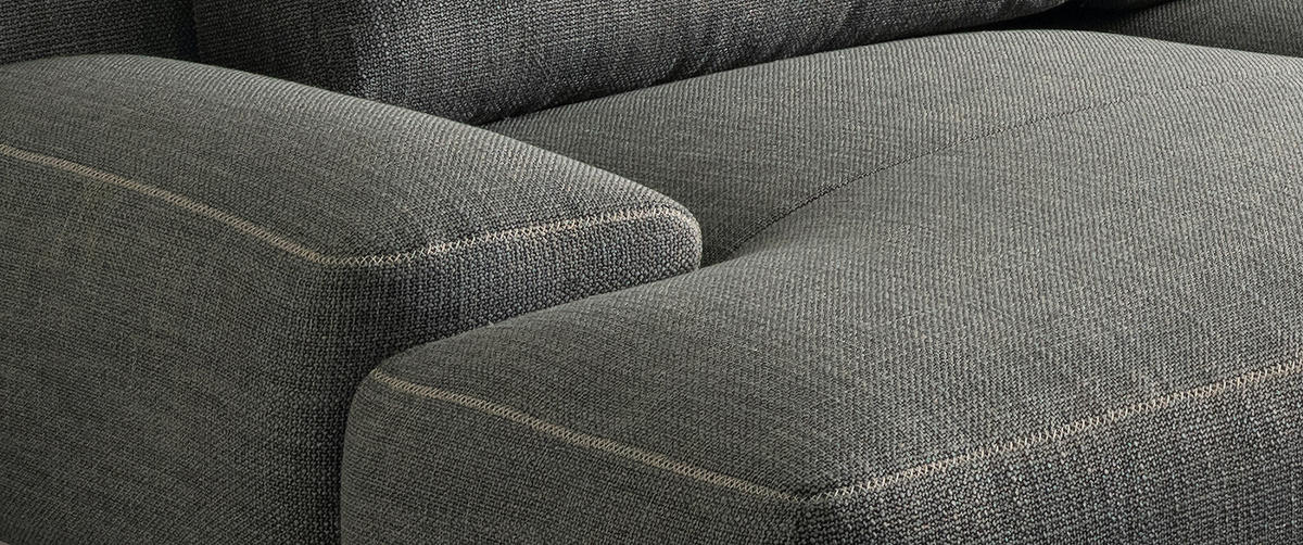 ECKSOFA in Flachgewebe Grau  - Beige/Schwarz, Design, Textil/Metall (162/344cm) - Designwerk