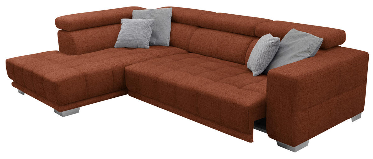 ECKSOFA in Chenille Terracotta  - Chromfarben/Terracotta, Design, Textil (207/301cm) - Xora
