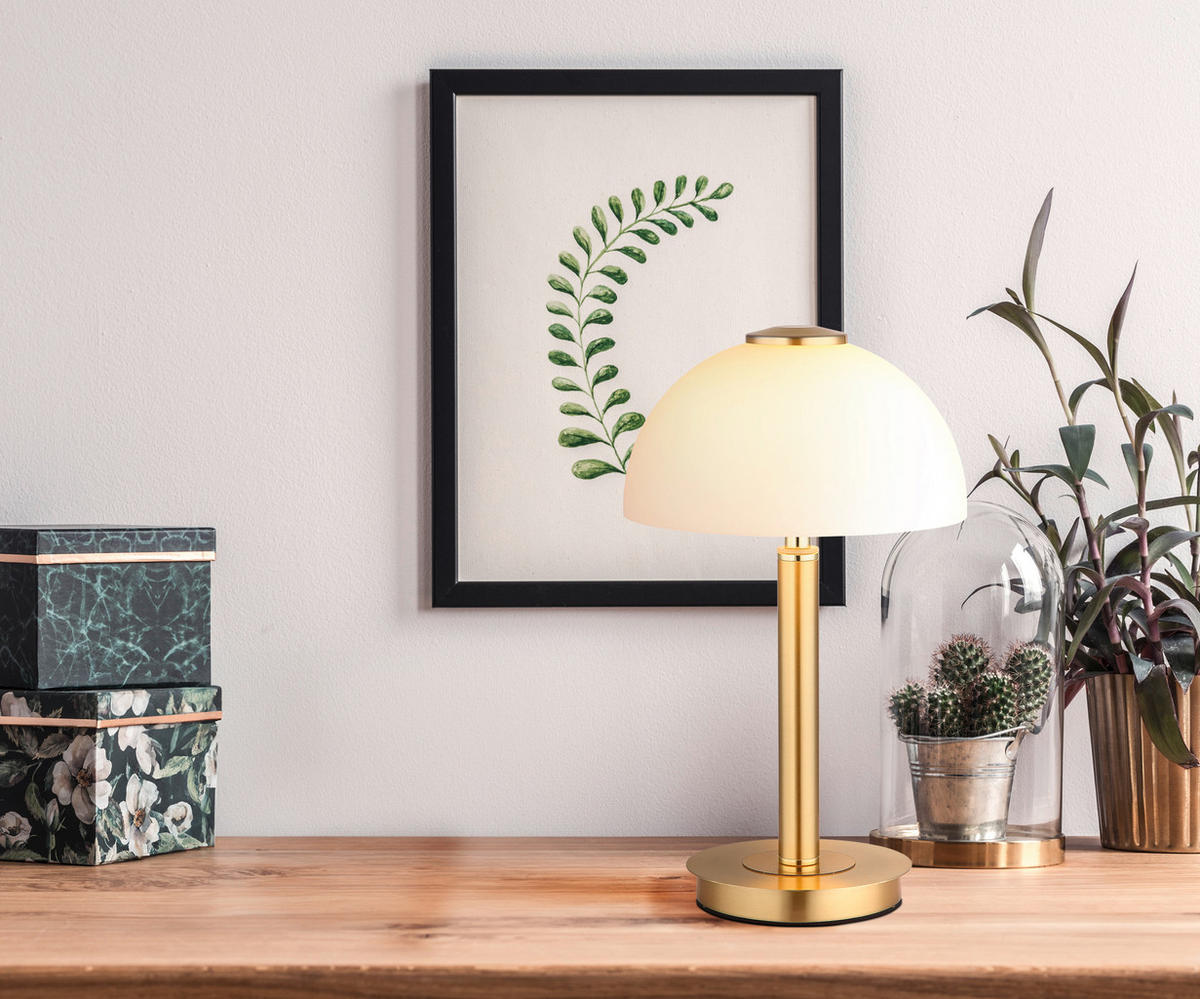 LED BORDSLAMPA - mässingsfärgad/svart, Design, metall/glas (18/31,5cm) - Globo