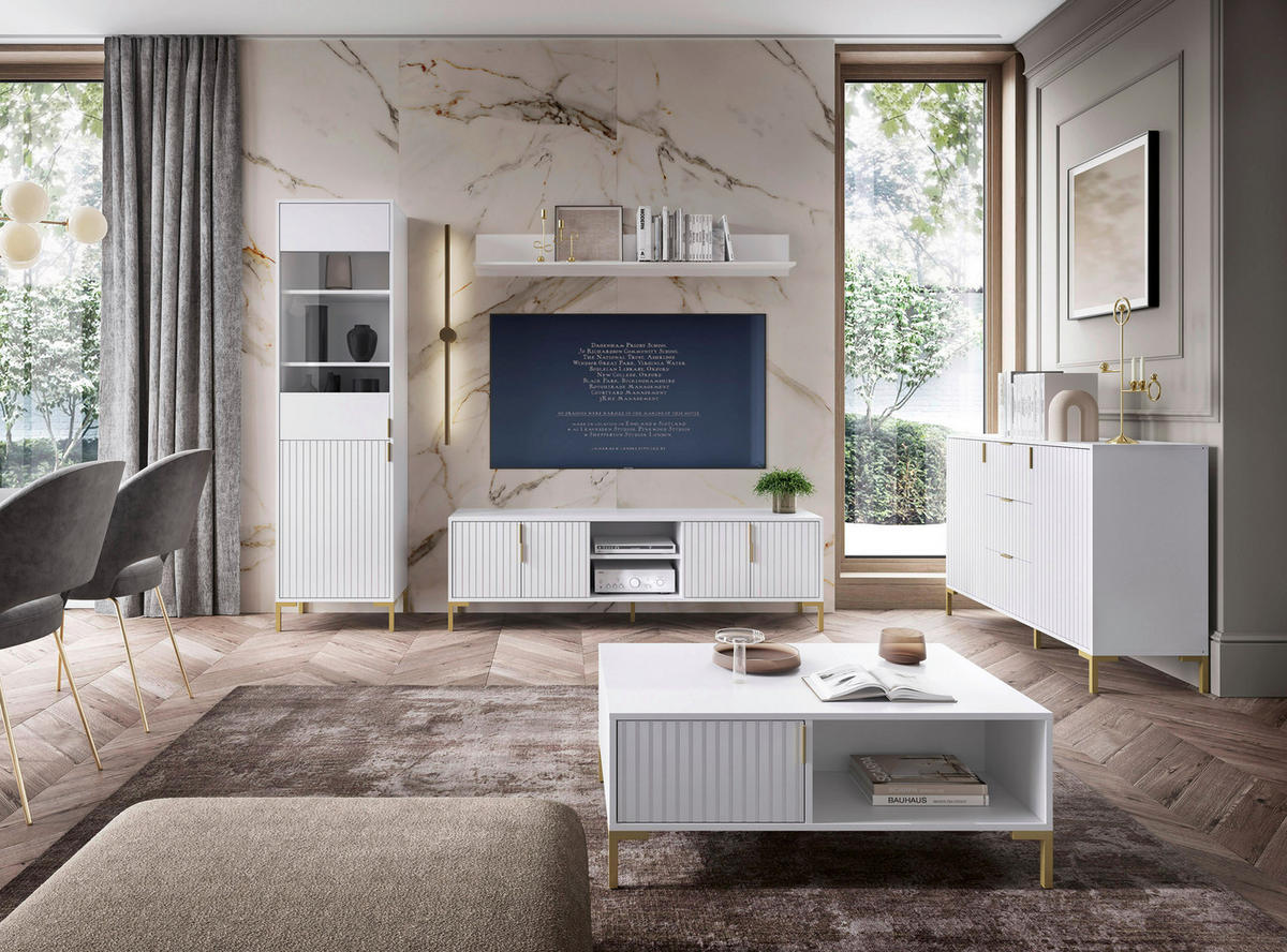 LOWBOARD Flinn  in 165/50/40 cm  - Goldfarben/Weiß, Design, Holzwerkstoff/Metall (165/50/40cm) - Boxxx