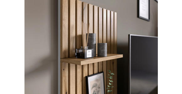 WOHNWAND 4-teilig  in Weiß, Eichefarben   - Eichefarben/Anthrazit, MODERN, Glas/Holzwerkstoff (250cm) - Carryhome