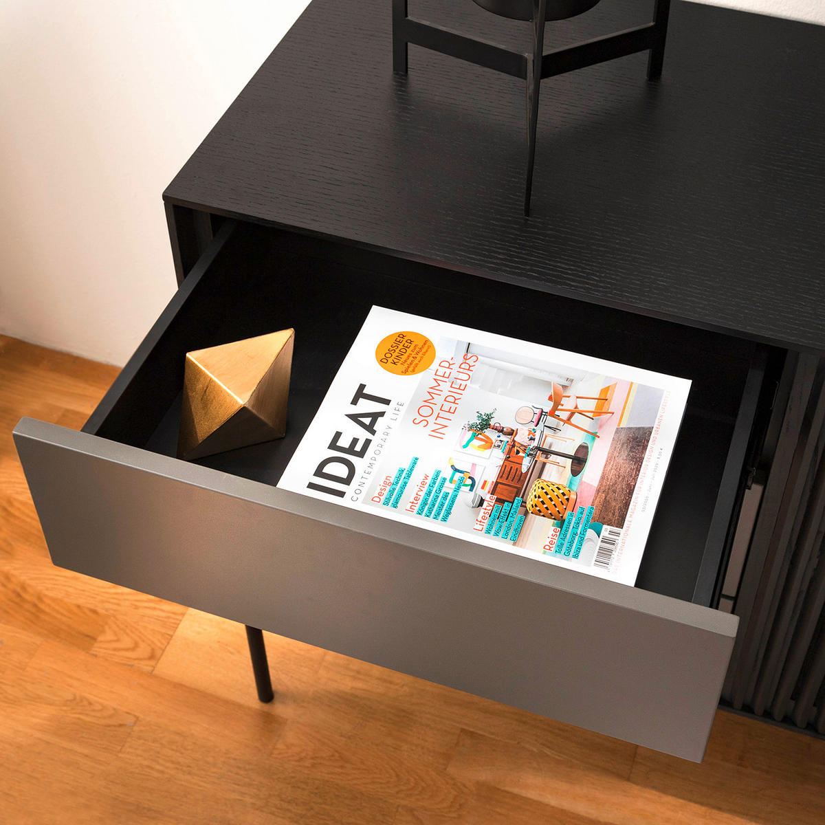 SIDEBOARD antracit, svart  160/82/45 cm  - svart/antracit, Design, metall/trämaterial (160/82/45cm) - home24