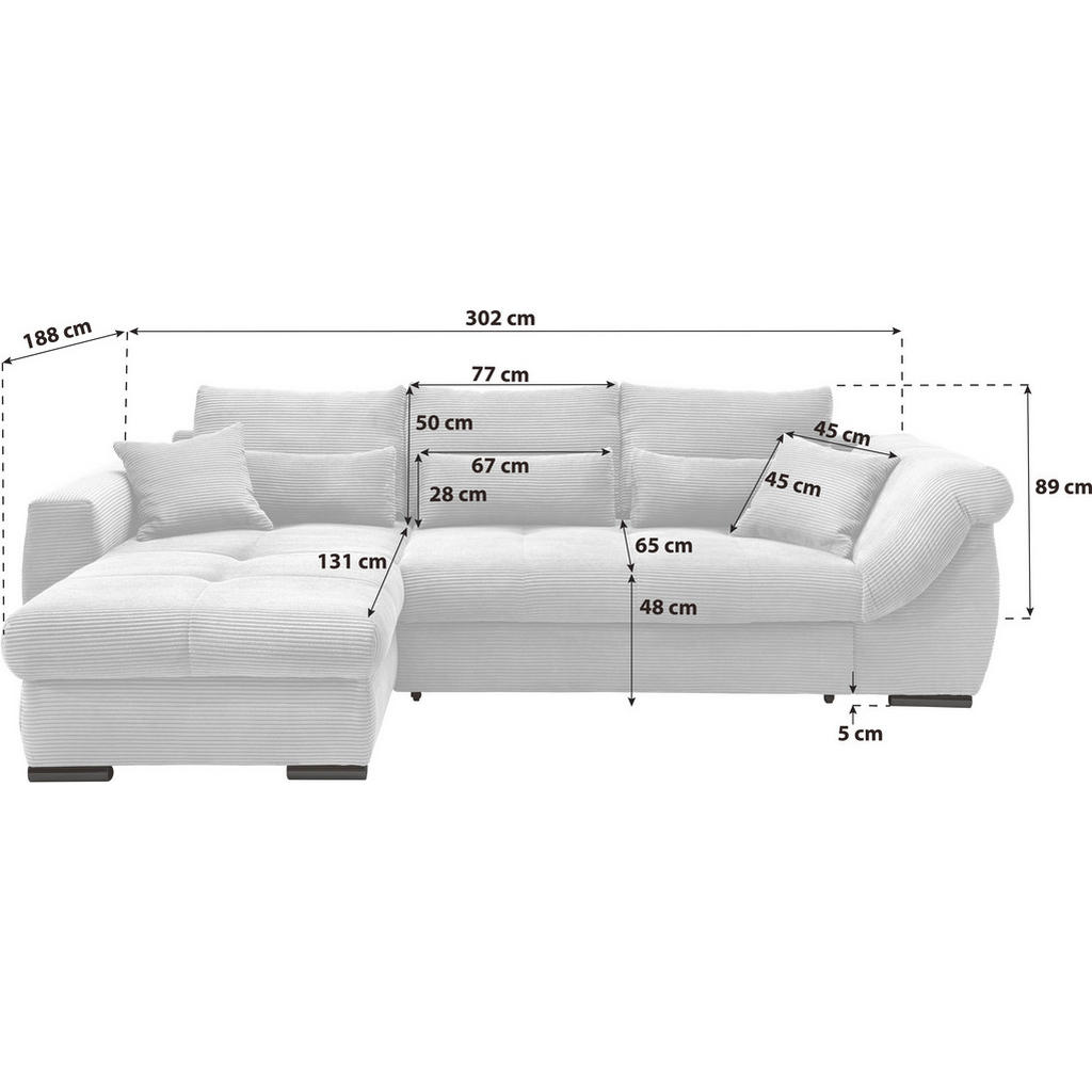 Thumbnail - Mid.you Ecksofa, Beige, Holz, Textil, Buche, Fichte, Kiefer, 4-Sitzer, Füllung: Schaumstoff,Schaumstoff,Schaumstoff,Scha...