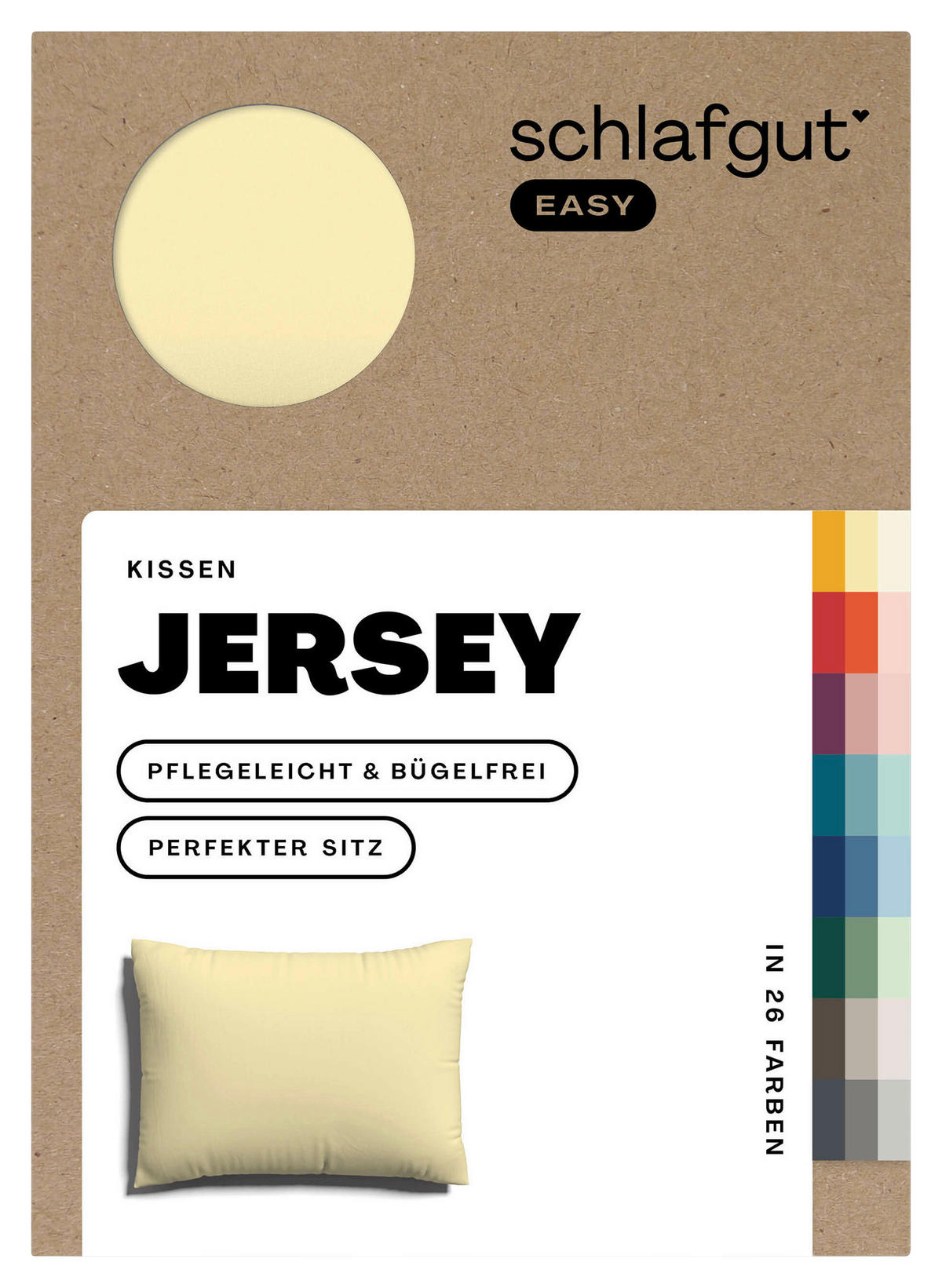 KOPFPOLSTERBEZUG EASY JERSEY 70/90 cm  - Hellgelb, Basics, Textil (70/90cm) - Schlafgut
