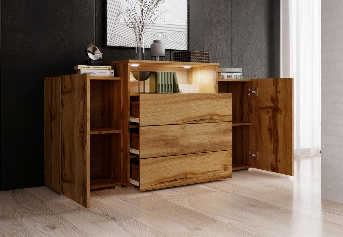 SIDEBOARD  in 150/68,7/32,5 cm  - Eiche Wotan/Grau, LIFESTYLE, Holzwerkstoff/Kunststoff (150/68,7/32,5cm) - P & B