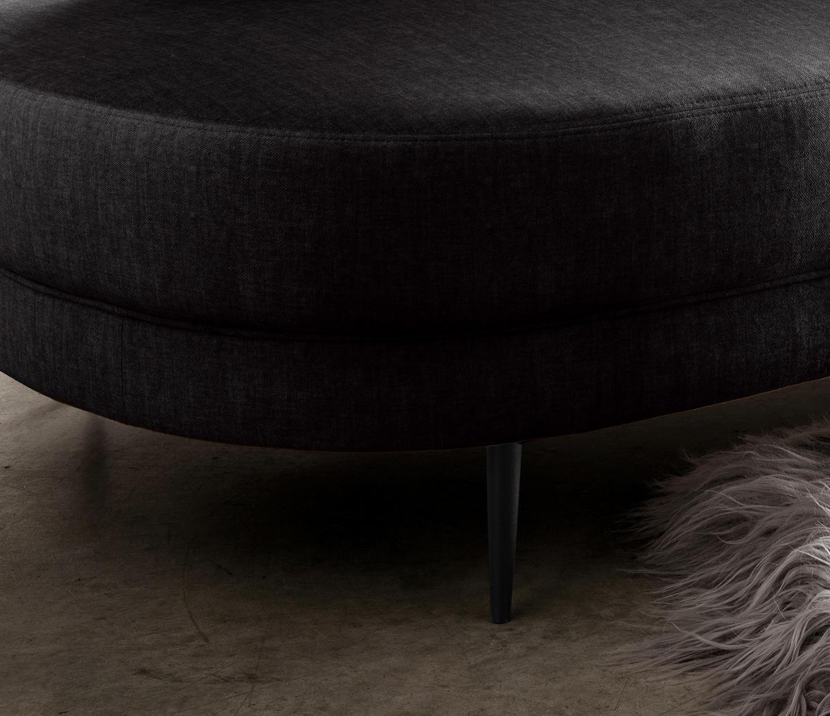 OTTOMANE in Velours Anthrazit  - Anthrazit/Schwarz, Modern, Textil/Metall (211/85/102cm) - Livetastic