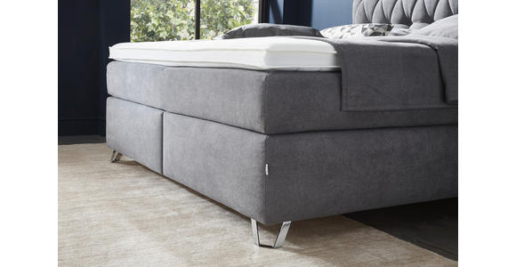 BOXSPRINGBETT 200/200 cm  in Grau  - Chromfarben/Grau, KONVENTIONELL, Textil/Metall (200/200cm) - Ambiente