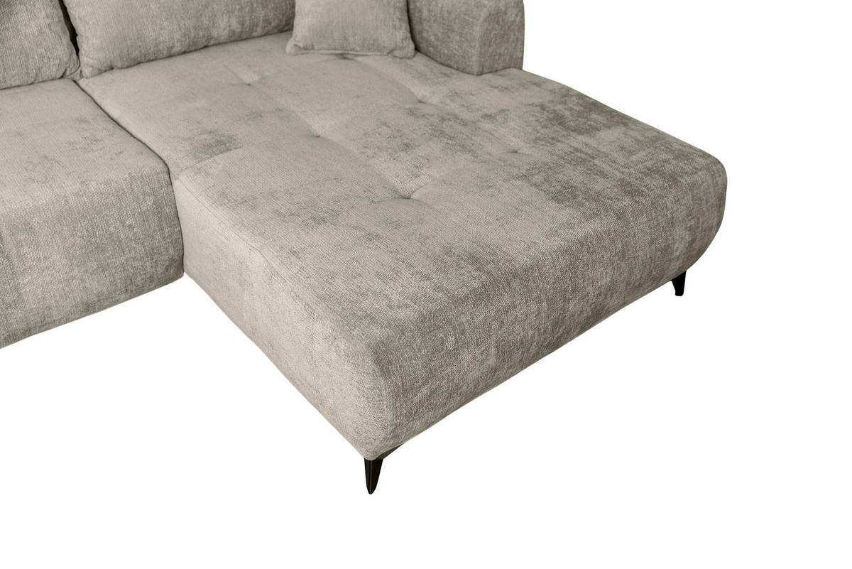 ECKSOFA BELARO Taupe Chenille  - Taupe/Schwarz, Design, Textil/Metall (246/177cm) - P & B
