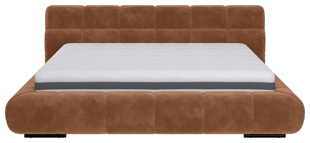 POLSTERBETT 200/200 cm,  in Terracotta,  - Terracotta/Schwarz, Design, Textil/Metall (200/200cm) - Belluti