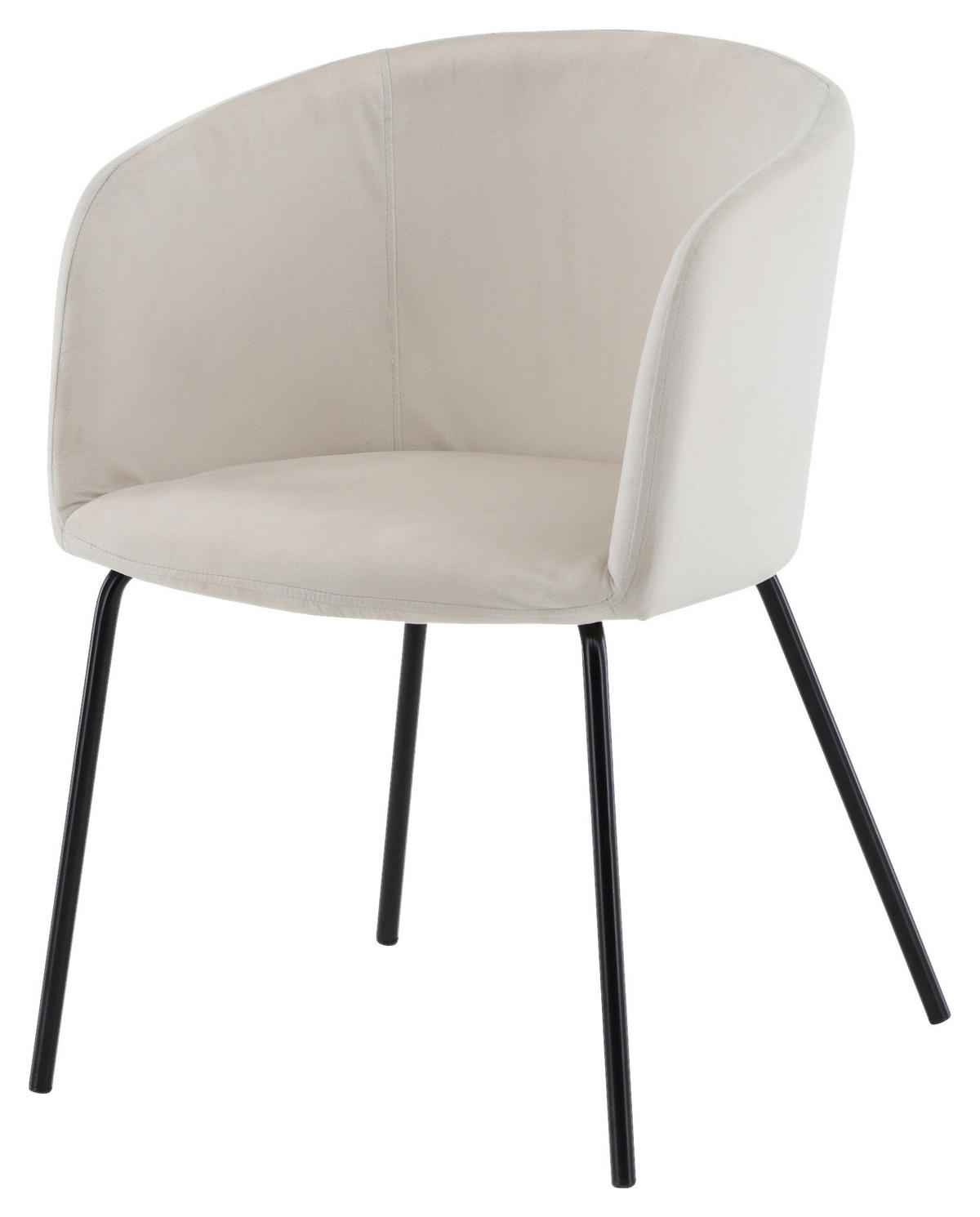 STUHL  in Eisen Samt Metall, Textil  - Beige/Schwarz, Design, Holz/Textil (55/78/55cm) - Livetastic