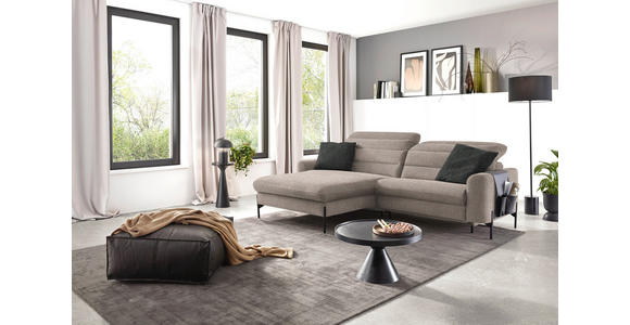 ECKSOFA in Flachgewebe Hellbraun 191/252 cm - Hellbraun/Schwarz, Design, Textil/Metall (191/252cm) - Dieter Knoll