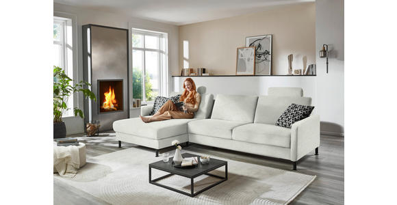 ECKSOFA  in Chenille, Flachgewebe Naturfarben  175/316 cm  - Schwarz/Naturfarben, Design, Textil/Metall (175/316cm) - Dieter Knoll