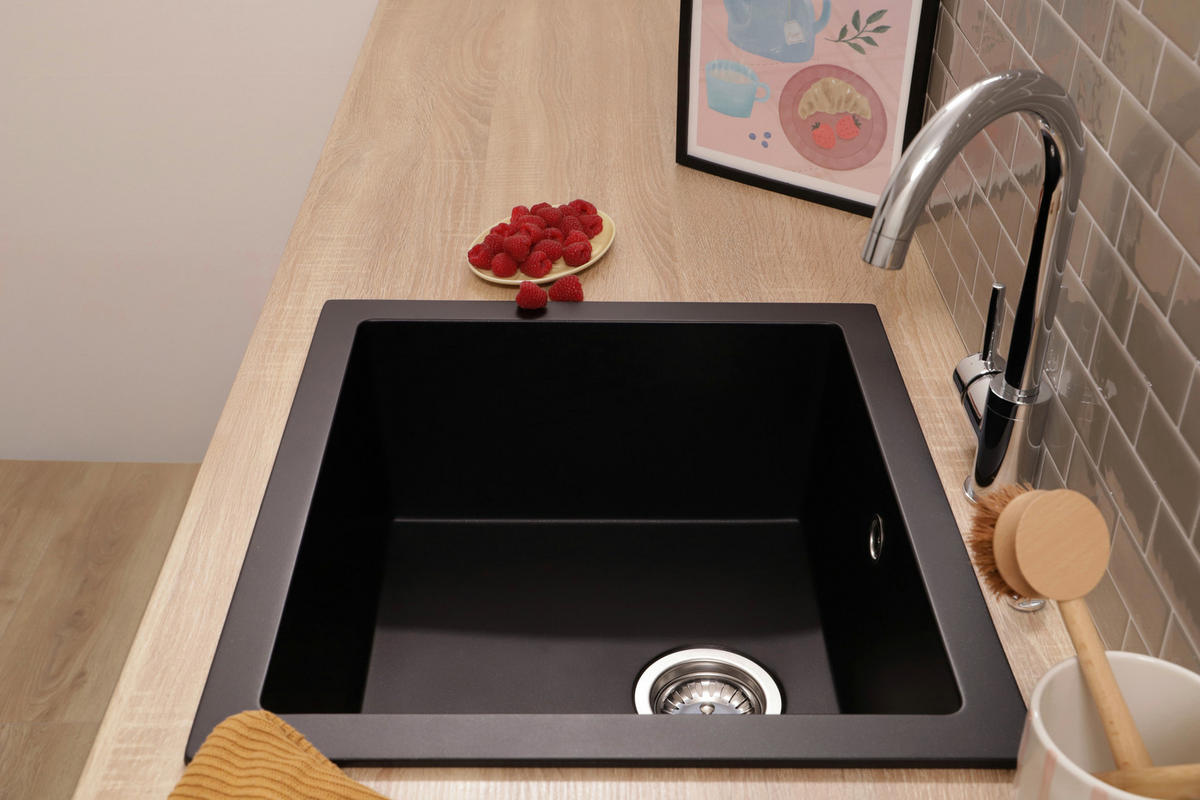 Chiuvetă Bucătărie - negru, Trend, piatră (52/22/47cm) - Respekta