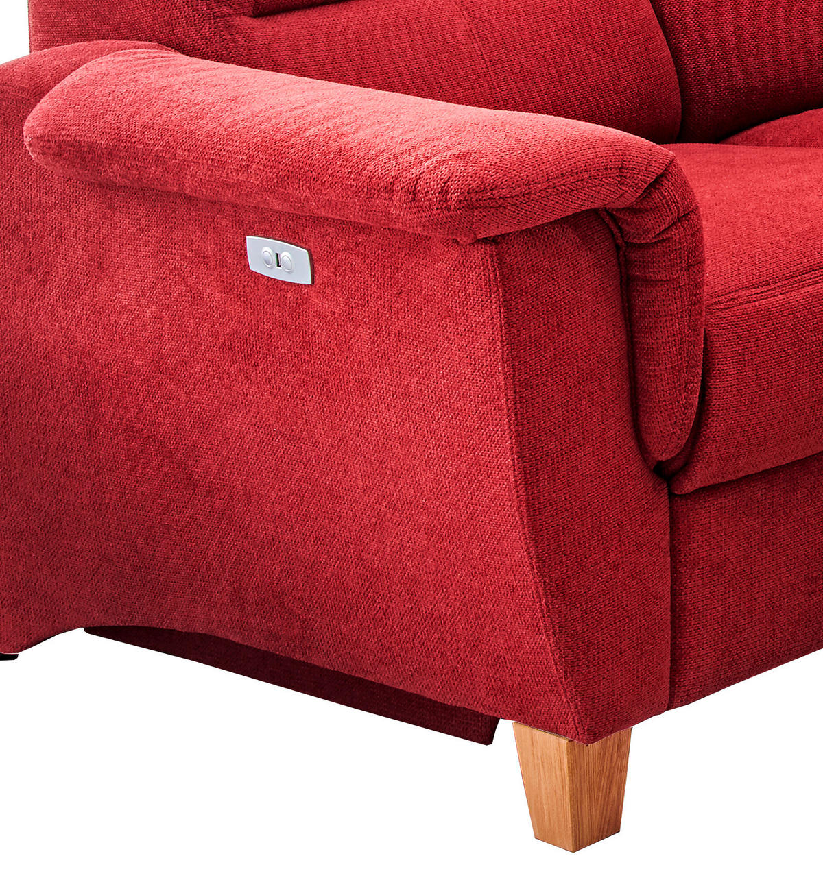 ECKSOFA in Struktur Rot  241/238 cm  - Wildeiche/Rot, KONVENTIONELL, Holz/Textil (241/238cm) - Livetastic