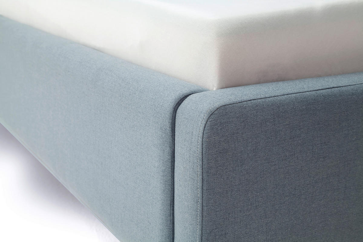 POLSTERBETT 180/200 cm  in Hellblau  - Eichefarben/Hellblau, Design, Holz/Textil (180/200cm) - Livetastic