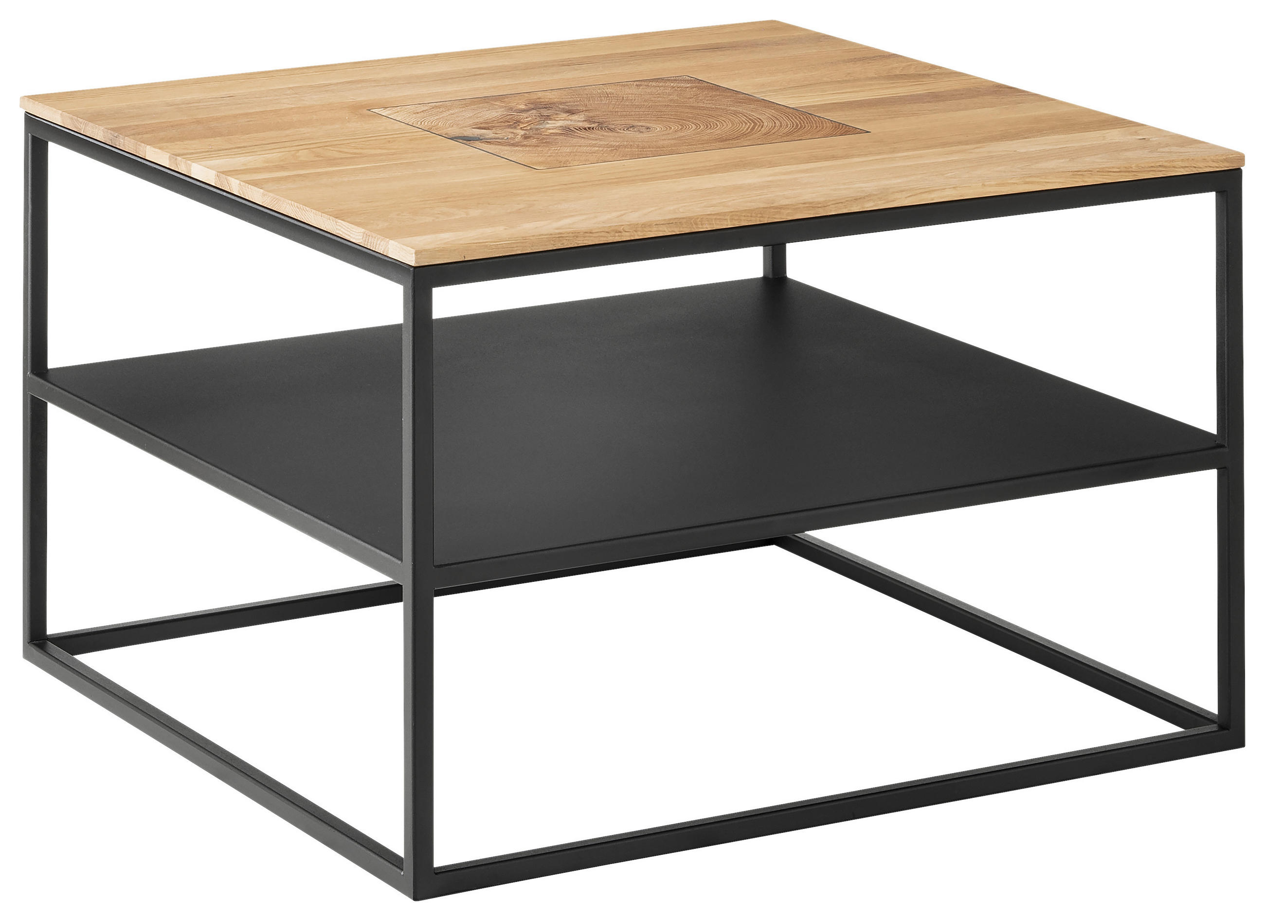 COUCHTISCH Metall 65/65/41,5 cm  - Wildeiche/Schwarz, Design, Holz/Metall (65/65/41,5cm) - Johann Jakob