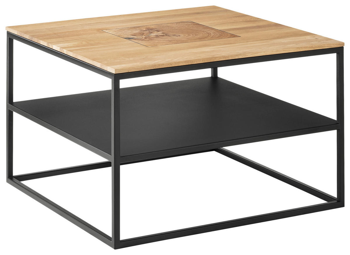 COUCHTISCH 65/65/41,5 cm quadratisch Schwarz, Wildeiche  - Wildeiche/Schwarz, Design, Holz/Metall (65/65/41,5cm) - Johann Jakob