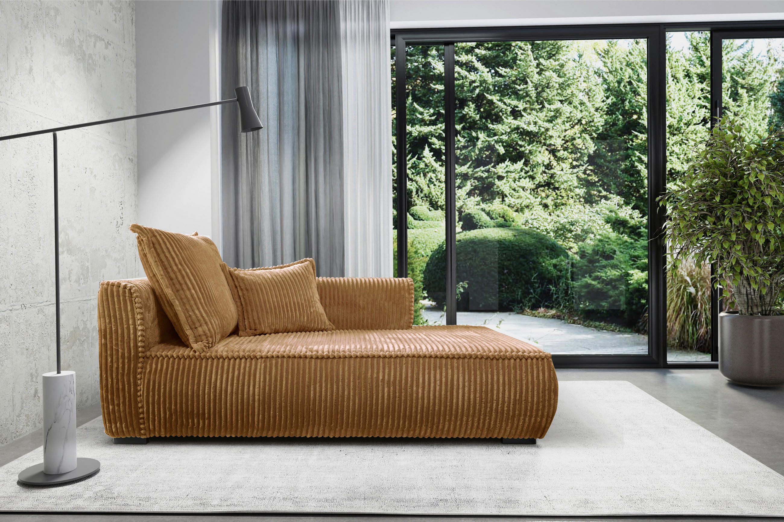 RÉCAMIERE in Cord Rostfarben - Rostfarben/Schwarz, Design, Holz/Textil (207/75/121cm) - MID.YOU