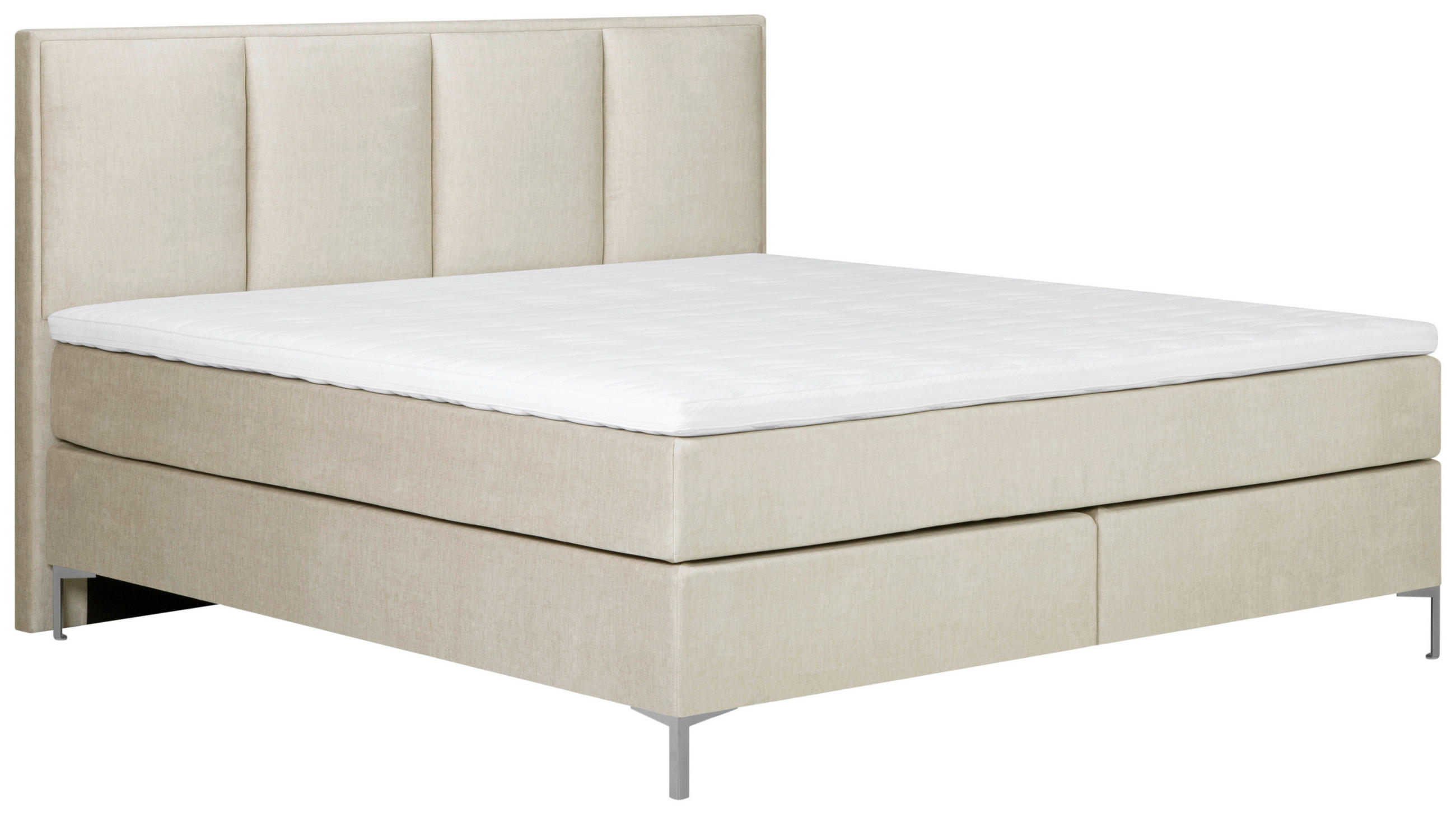 BOXSPRING-ÁGY 160/200 cm  krém  - alumínium színű/krém, Modern, textil (160/200cm) - MID.YOU