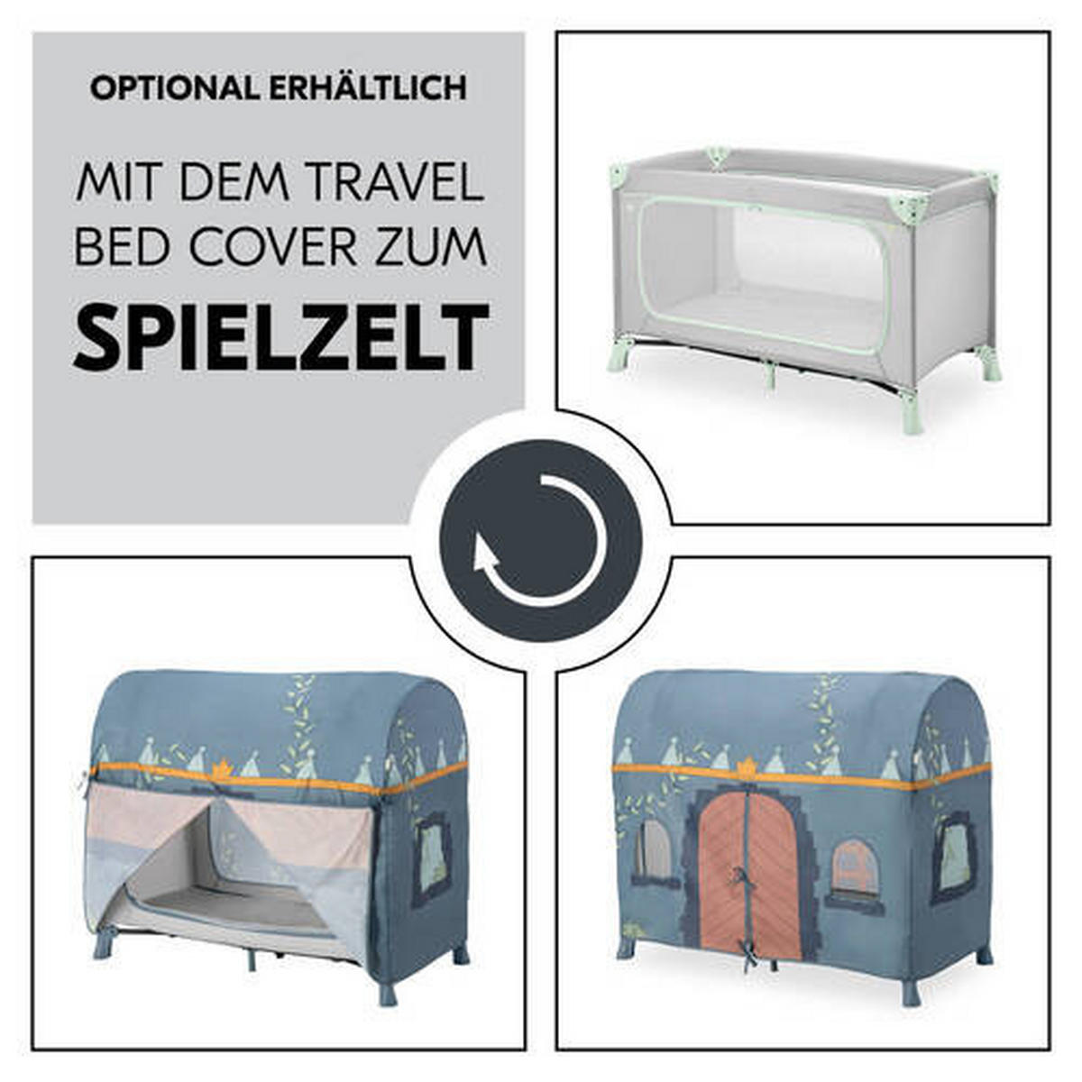 REISEBETT Dream N Play Plus Greige, Mintgrün  - Greige/Mintgrün, Basics, Kunststoff/Textil (65/76/125cm) - Hauck