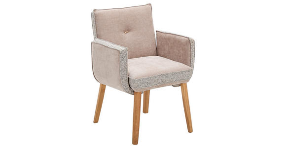 ARMLEHNSTUHL  in Webstoff, Mikrofaser  - Taupe/Hellbraun, Design, Holz/Textil (67/86/67cm) - Linea Natura