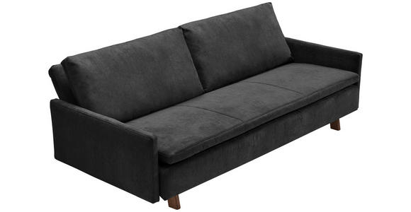 SCHLAFSOFA Flachgewebe Schwarz  - Eichefarben/Schwarz, KONVENTIONELL, Holz/Textil (220/85/98cm) - Carryhome