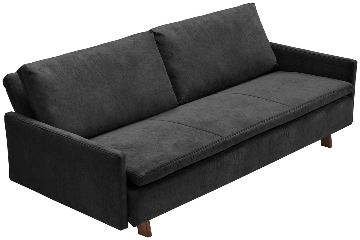 SCHLAFSOFA Flachgewebe Schwarz  - Eichefarben/Schwarz, KONVENTIONELL, Holz/Textil (220/85/98cm) - Carryhome