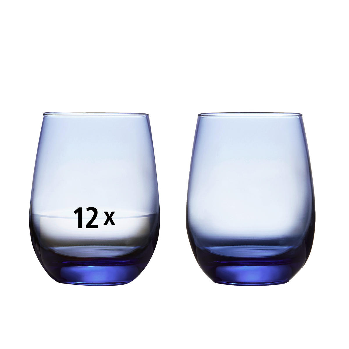 GLÄSERSET STEMLESS  12-teilig  - Hellblau, Basics, Glas (9/11,5cm)