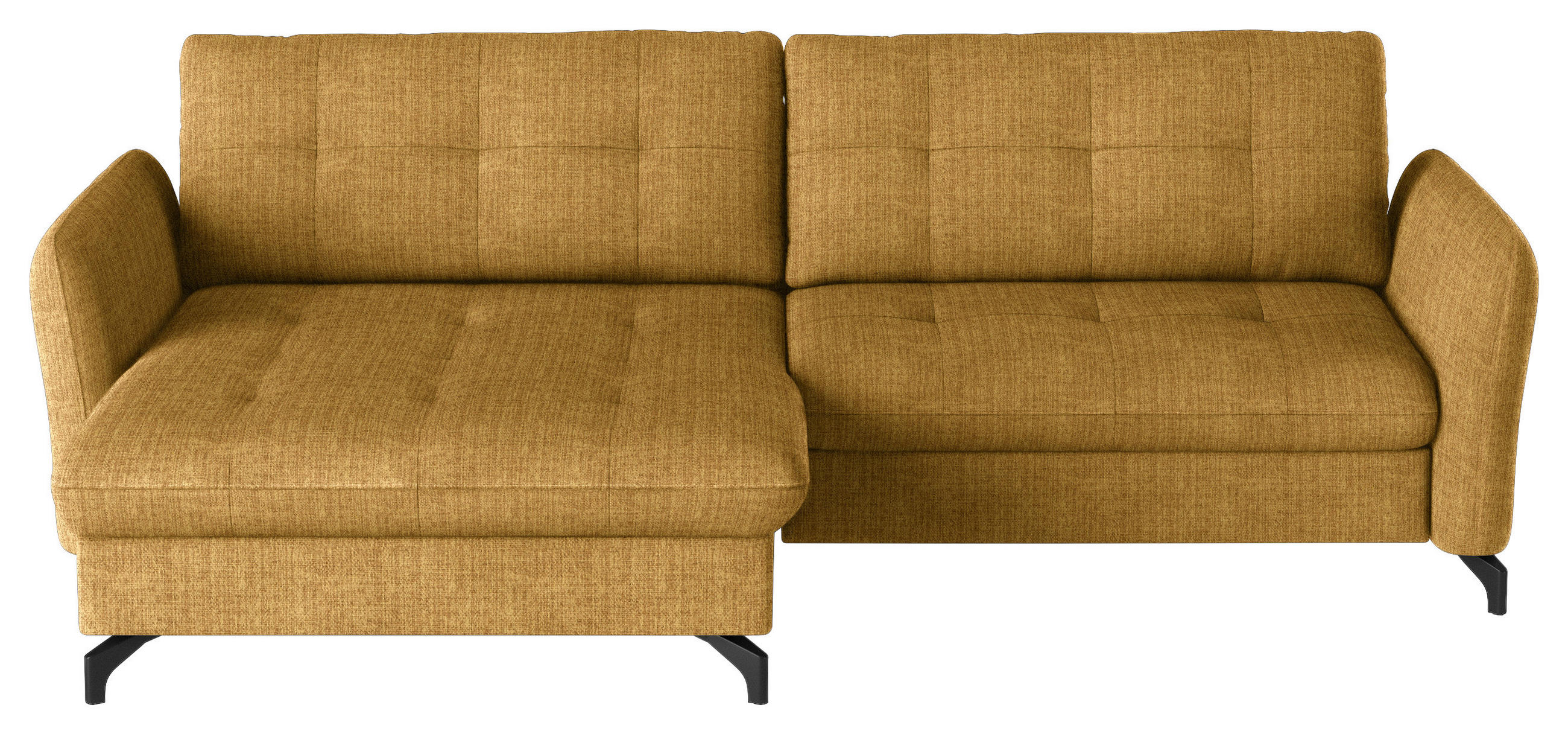 ECKSOFA in Flachgewebe, Leinenoptik Currygelb  - Currygelb/Schwarz, Design, Textil/Metall (170/242cm) - Xora