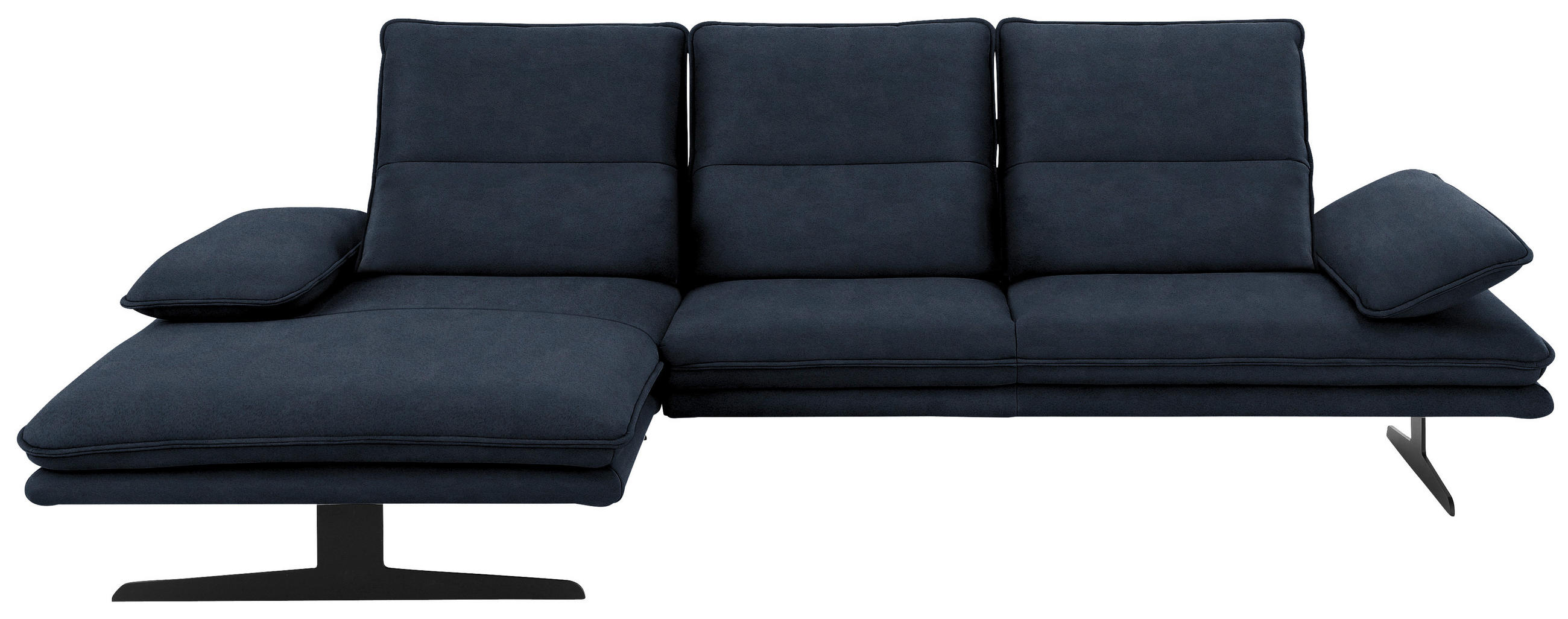 ECKSOFA Dunkelblau Flachgewebe - Schwarz/Dunkelblau, Design, Textil/Metall (164/291cm) - Chilliano