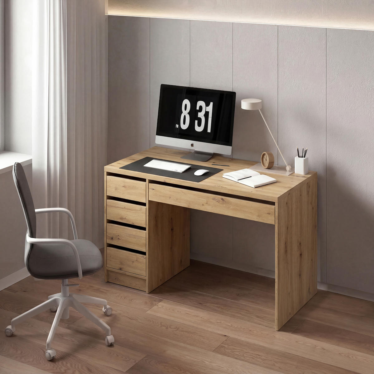 SCHREIBTISCH 120/55/77,6 cm Eiche Artisan  - Eiche Artisan, MODERN, Holzwerkstoff (120/55/77,6cm) - Livetastic