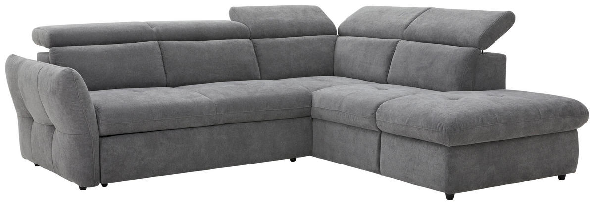 ECKSOFA in Mikrofaser Graubraun  - Graubraun/Schwarz, Design, Kunststoff/Textil (254/224cm) - Livetastic