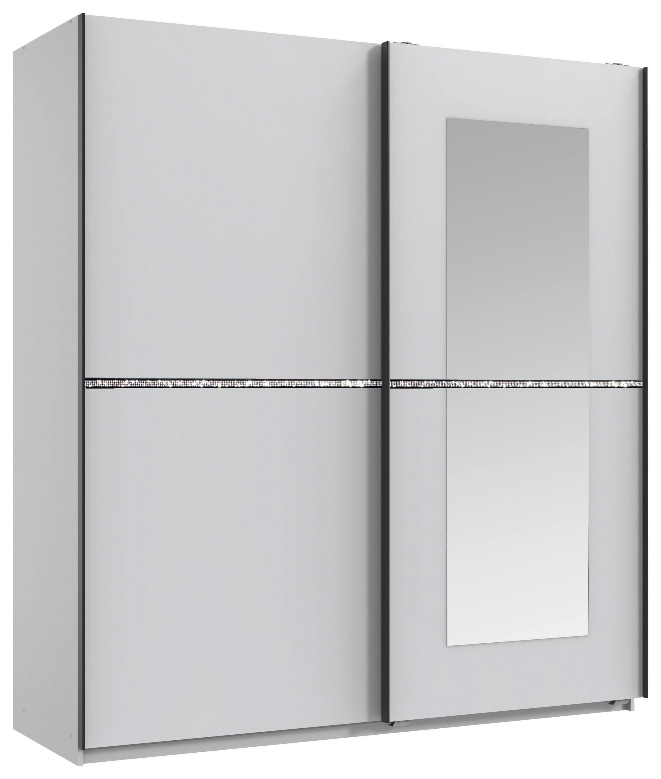 SCHWEBETÜRENSCHRANK in Weiss  - Weiss/Schwarz, Modern, Glas/Holzwerkstoff (180/198/64cm) - MID.YOU