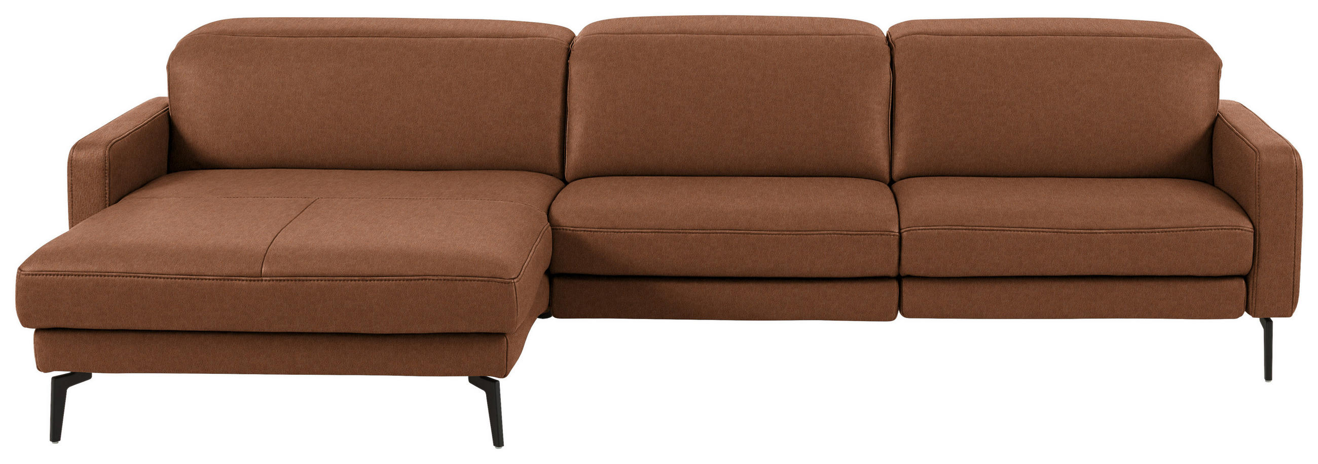ECKSOFA 179/323 cm  in Echtleder Cognac Kopfteilverstellung  179/323 cm  - Cognac/Schwarz, Design, Leder/Metall (179/323cm) - Dieter Knoll