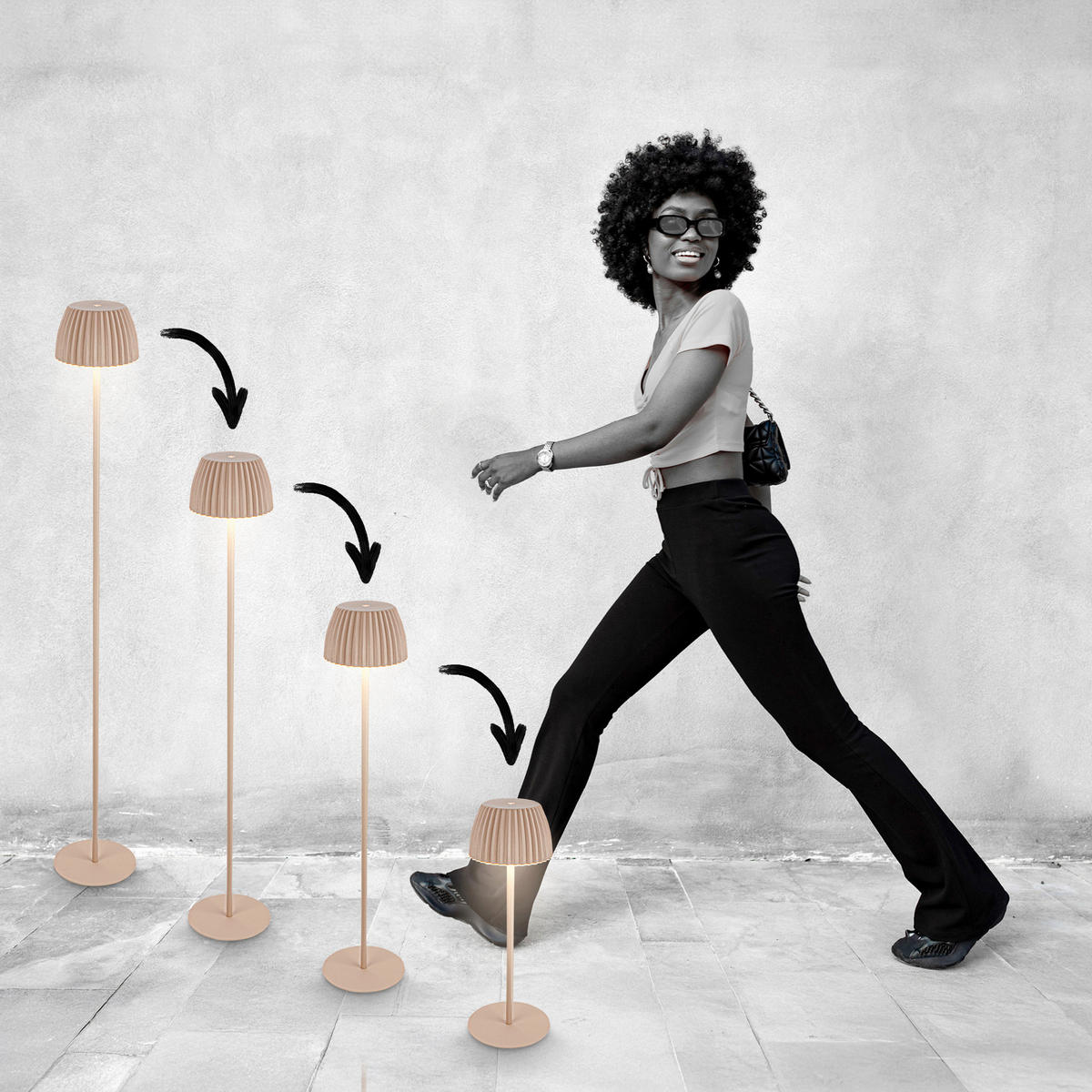 AKKU-STEHLEUCHTE 19/123,5 cm    - Beige, Basics, Kunststoff/Metall (19/123,5cm)