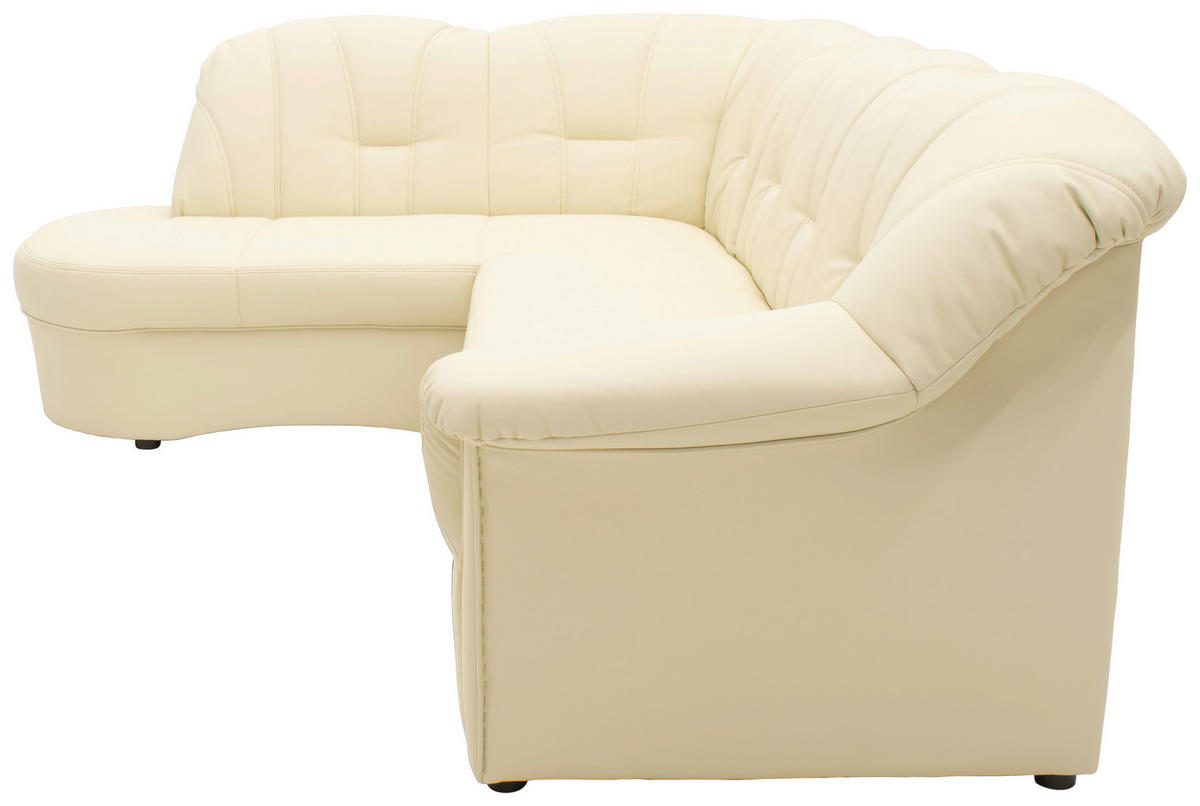 ECKSOFA Beige Lederlook  - Beige/Schwarz, KONVENTIONELL, Kunststoff/Textil (180/243cm) - MID.YOU