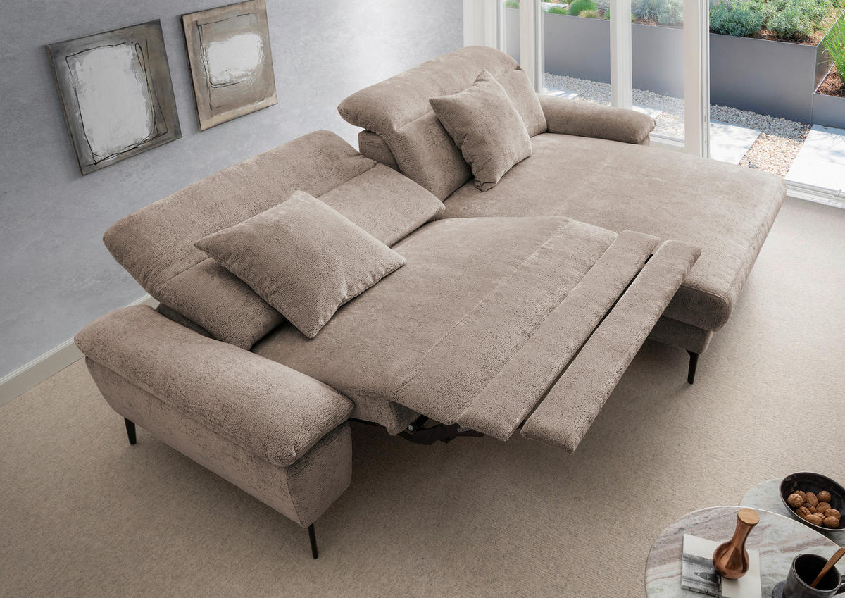 ECKSOFA Chenille Braun  - Schwarz/Braun, Konventionell, Textil/Metall (300/178cm) - Livetastic