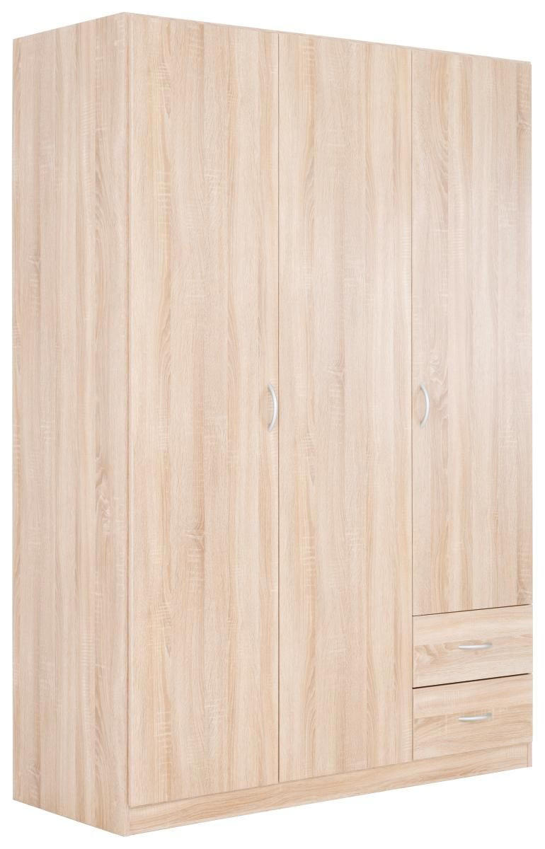 DREHTÜRENSCHRANK 136/197/54 cm 3-türig  - Silberfarben/Sonoma Eiche, KONVENTIONELL, Holzwerkstoff (136/197/54cm) - Boxxx