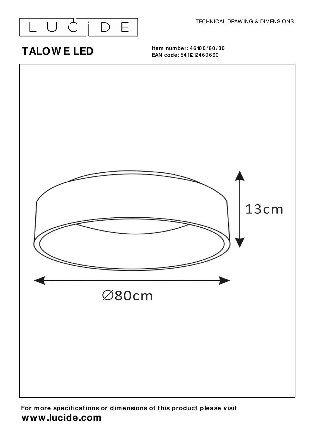 LED-DECKENLEUCHTE 80 W    80/80/13 cm  - Schwarz, Modern, Metall (80/80/13cm) - Lucide