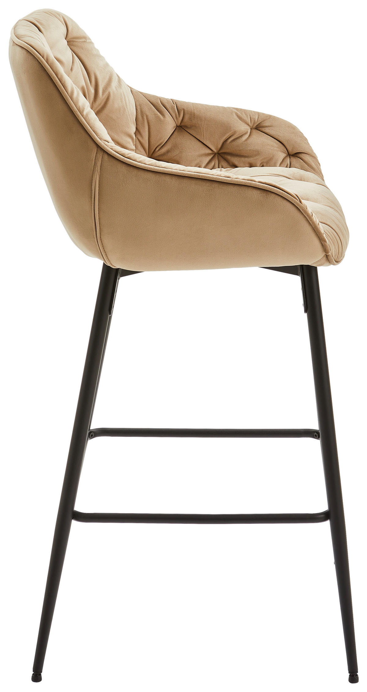 BARHOCKER Samt Schwarz, Taupe Eisen Pappel Sperrholz  - Taupe/Schwarz, MODERN, Holz/Textil (55/105/57cm) - Livetastic