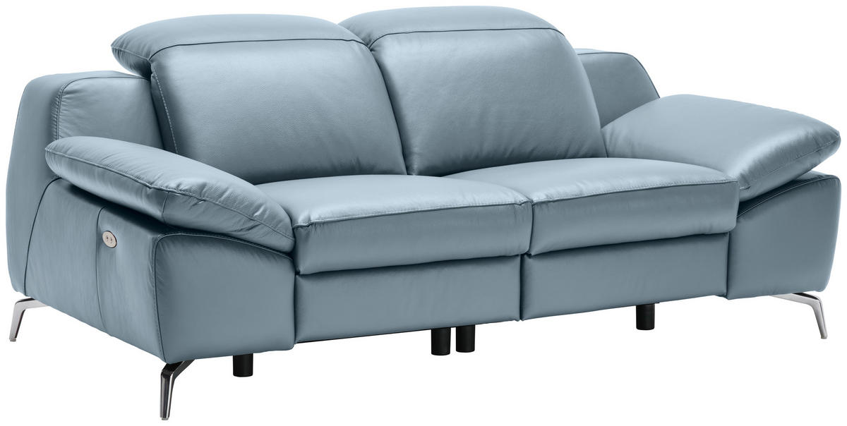 KÉTÜLÉSES KANAPÉ bőr kékesszürke  - krómszínű/fekete, Design, műanyag/bőr (194/83-99/110cm) - Celina Home