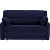 SCHLAFSOFA  mit Lederauswahl, Stoffauswahl, Schlafen auf Sitzhöhe, Hocker erhältlich, Rückenfutter Flachgewebe Blau  - Blau/Schwarz, KONVENTIONELL, Kunststoff/Textil (152/88/91cm) - Sedda