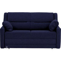 SCHLAFSOFA  mit Lederauswahl, Stoffauswahl, Schlafen auf Sitzhöhe, Hocker erhältlich, Rückenfutter Flachgewebe Blau  - Blau/Schwarz, KONVENTIONELL, Kunststoff/Textil (152/88/91cm) - Sedda